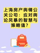 上海房产舆情公关公司：应对舆论风暴的智慧与策略